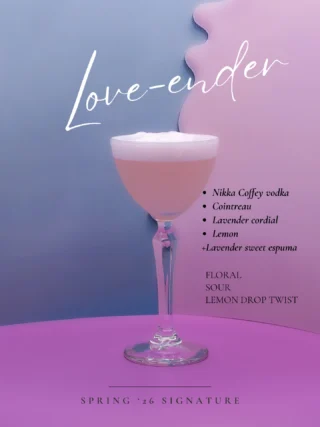 🍸 Love-ender🪻💔
🍋🍊 Koktejl inspirovaný sladkokyselým Lemon Dropem s květinovým nádechem levandule a sladkou levandulovou espumou. Základem je super jemná japonská vodka Nikka Coffey, která dodává celému drinku svěží a sametový nádech. Tohle je koktejl, který si dokážete vychutnávat celý večer – nezevšední a s každým douškem v něm objevíte něco nového. 🌊

Přijďte si vychutnat i ostatní jarní speciály!
Jsme tady pro vás od úterý do pátku od 17:00 a v sobotu od 18:00 🤗